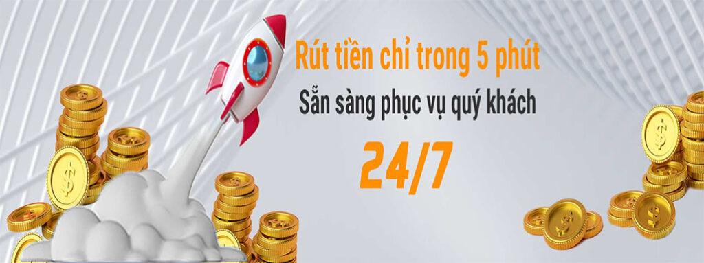 Rút tiền chỉ trong 5 phút tại Kubet88