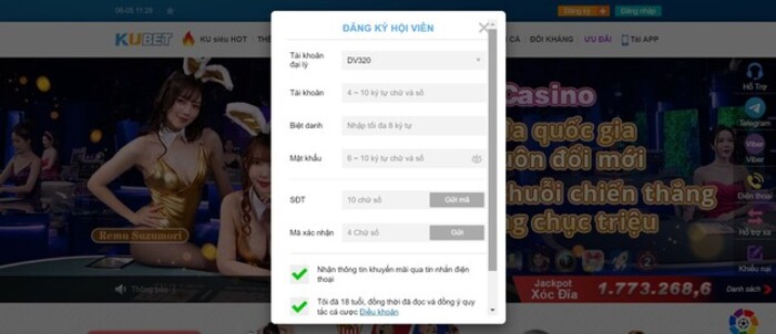 Đăng ký tài khoản Kubet trên giao diện máy tính